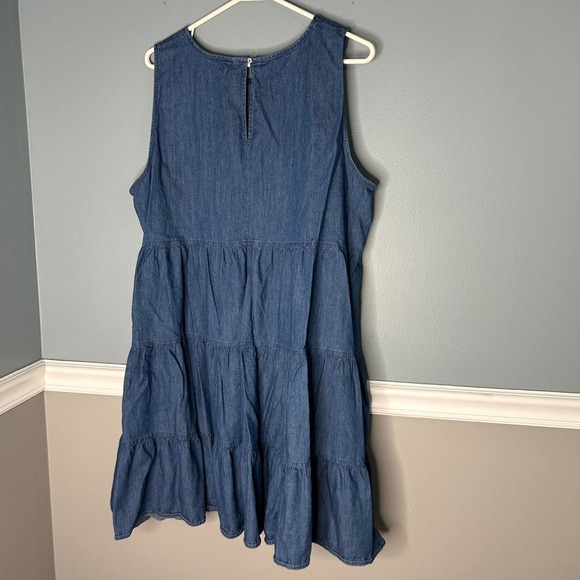 Tommy Hilfiger Womens Blue Denim Tiered Sleeveless Babydoll Dress - Picture 9 of 9